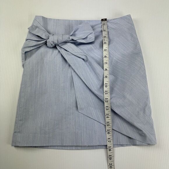 Loft Outlet Tie Front Skirt Size 2 Light Blue Straight Skirt Lined - Picture 7 of 7